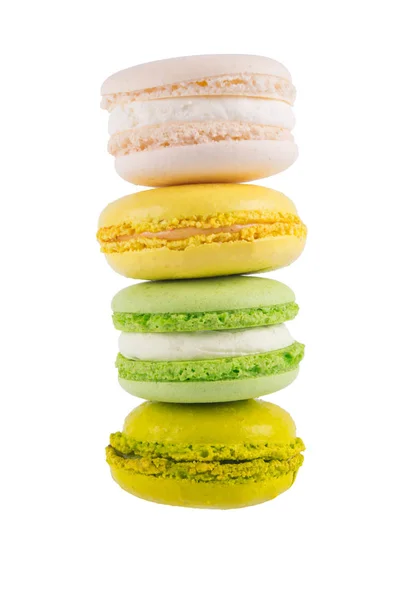 Torre Macaron Galletas Postre Sobre Blanco — Foto de Stock