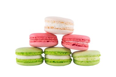 Beyaz arka plan üzerinde farklı renkteki 6 macaron tanımlama bilgileri