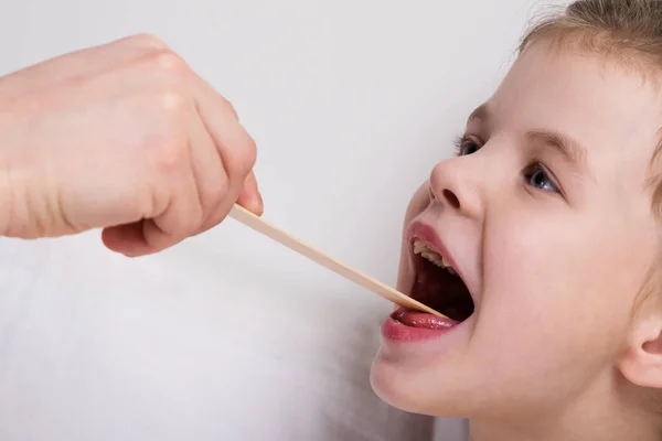 Doctor Examination Throat Little Girl Little Girl Opened Her Mouth Stock Image