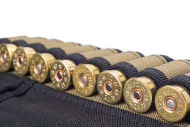 palaska beyaz zemin üzerinde bir çift namlulu tüfek kartuş ile