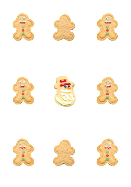 Sobre Fundo Branco Biscoitos Doces Forma Boneco Neve Papai Noel — Fotografia de Stock