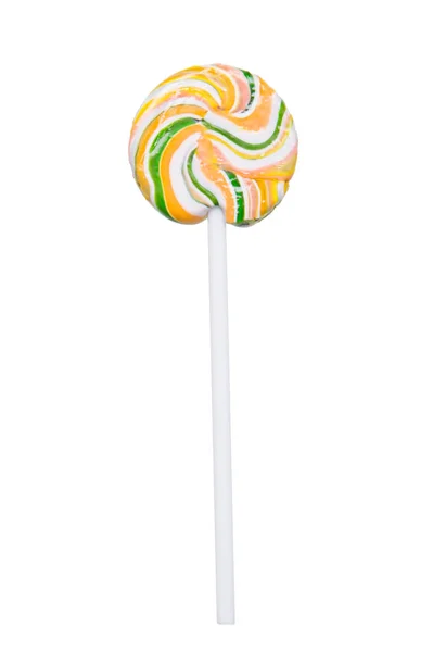 Lollipop Цветным Рисунком Белом Фоне Крупным Планом — стоковое фото