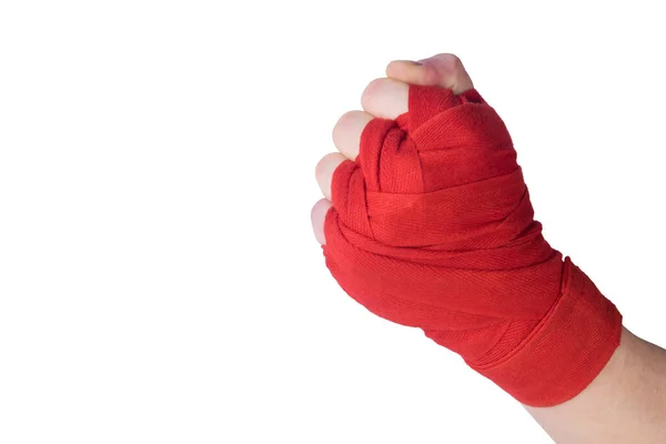 Clenched Fist Protective Red Bandages Isolated White — Stock Photo, Image