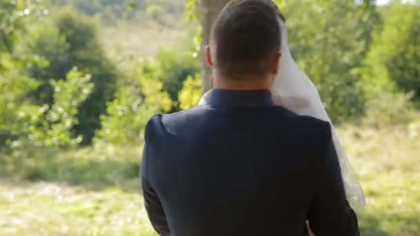 De bruiden zijn cirkelen in het park — Stockvideo