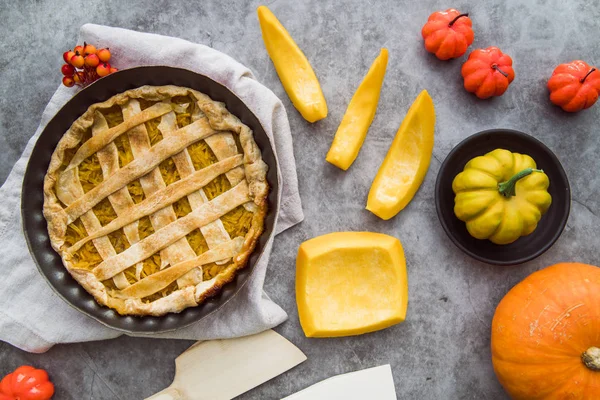 Apple pie with apples filling and rolling pin. Homemade apple pi