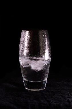 Su ve buzlu bardak.