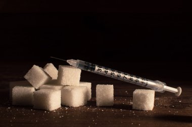 Hastalık - diyabet. Enjeksiyon için şırınga ile şeker