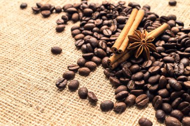 Kahve çekirdekleri ile tarçın ve anason Sim Tarih