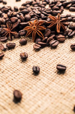 Kahve çekirdekleri ile tarçın ve anason Sim Tarih
