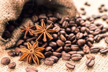 Kahve çekirdekleri anason ile çanta