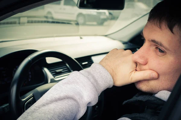 Driving safety. A young man driving a car — Stock Photo, Image
