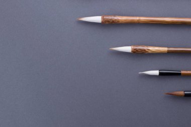 Çin Kaligrafi fırçası geleneksel yazmak için. Üstten Görünüm