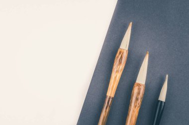 Çin Kaligrafi fırçası geleneksel yazmak için. Üstten Görünüm