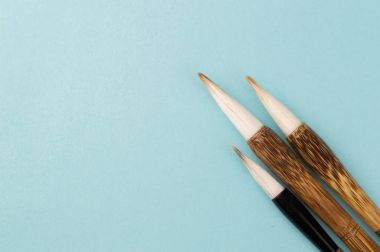 Çin Kaligrafi fırçası geleneksel yazmak için. Üstten Görünüm