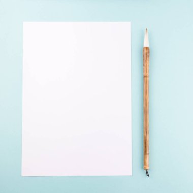 Çin Kaligrafi fırçası geleneksel yazmak için. Üstten Görünüm