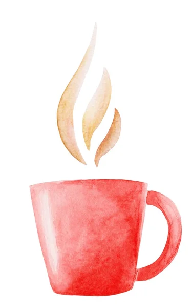 水彩のコーヒー ・ マグの図。デザイン、印刷の隔離された図や背景 — ストック写真