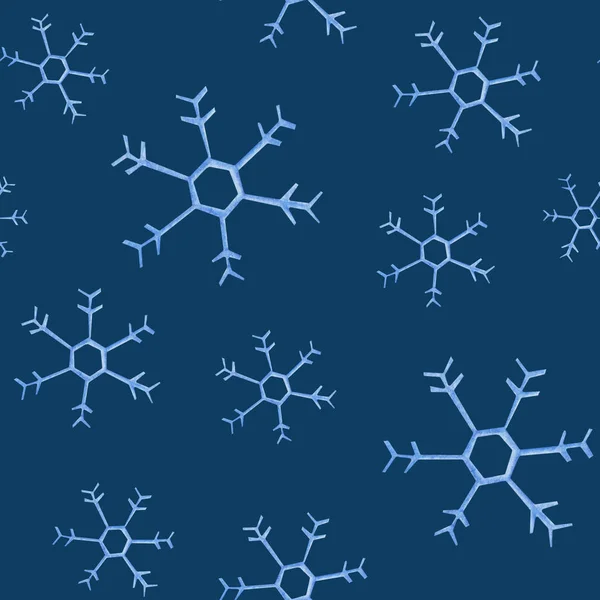 Акварель рождественский квадратный узор. Новогодний орнамент со снегом и снежинкой. Для дизайна, печати или фона — стоковое фото