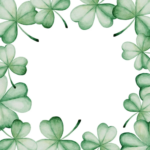 Watercolor Saint Patrick's Day frame. Clover ornament. For design, print or background — Stock Photo, Image