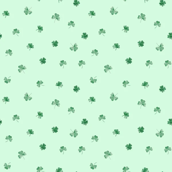 Akvarell-Saint Patrick's Day mönster. Clover prydnad. För design, utskrift eller bakgrund — Stockfoto
