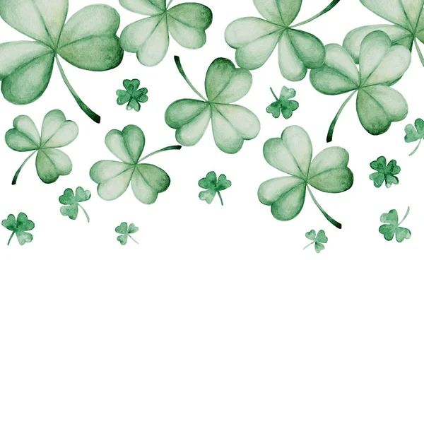 Akwarela Saint Patrick's Day ramki. Clover ornament. Dla projektowania, Drukuj lub tła — Zdjęcie stockowe