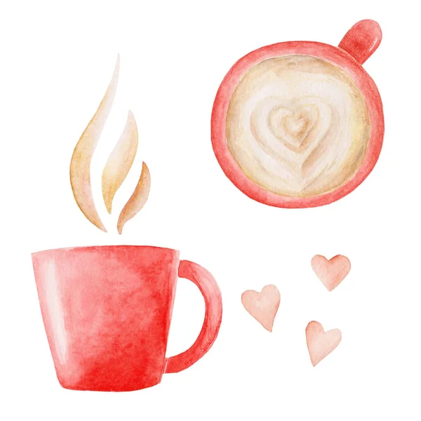 Akvarell kaffe med kopp. Isolerade Illustration för design, skriva ut eller bakgrund — Stockfoto