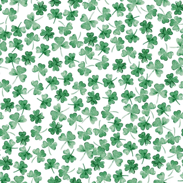 Watercolor Saint Patrick's Day pattern. Clover ornament. For design, print or background — Stock Photo, Image