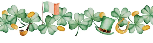 Aquarell Patrick 's Day Banner. Kleeblatt. für Design, Druck oder Hintergrund — Stockfoto