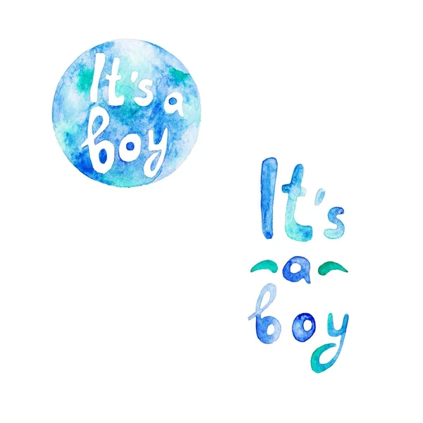 Watercolor baby shower illustration. Its a boy theme. For design, print or background — Stock Photo, Image