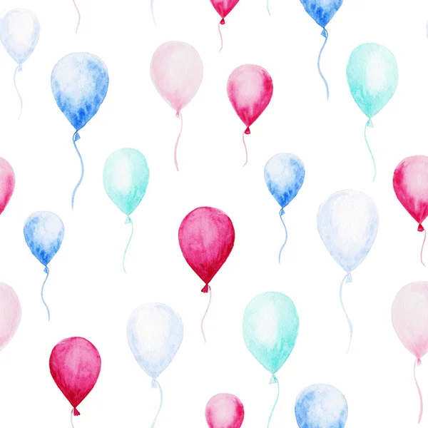 Akvarelu baby sprcha vzor. Modré a růžové bubliny na bílém pozadí. Pro design, tisk nebo pozadí — Stock fotografie