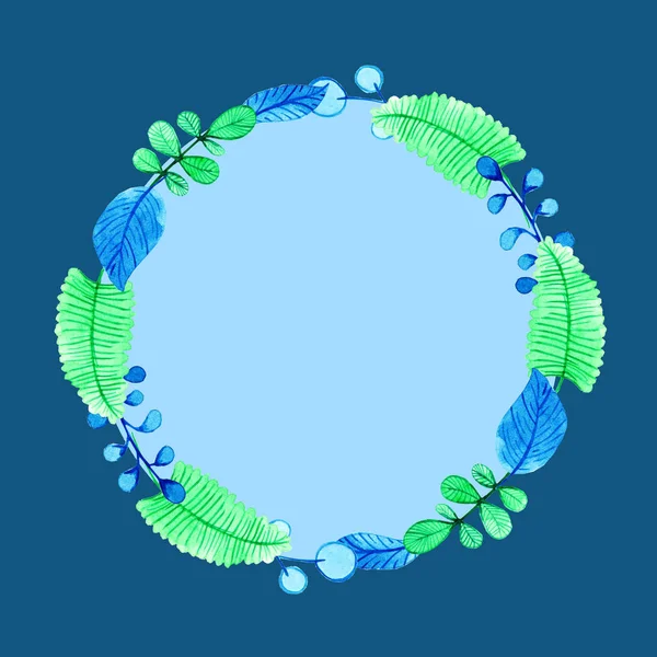 Akvarell hagy a keretben. Ábrán látható tervezési, kártya, nyomtatás, dekoráció vagy háttér — Stock Fotó