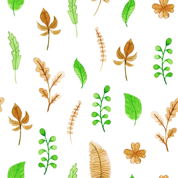 Watercolor leaves pattern. Illustration for design, card, print, decorations or background — Stock Photo, Image