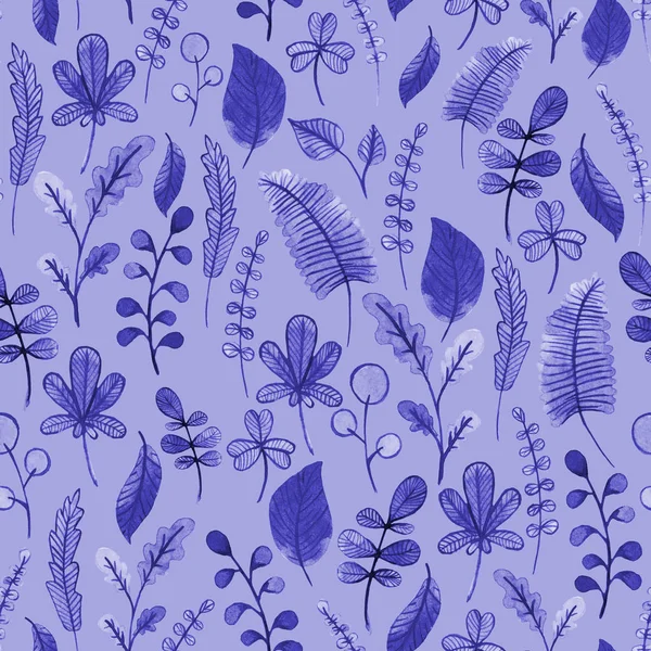 Aquarel bladeren patroon. Illustratie voor ontwerp, kaart, afdrukken, decoratie of achtergrond — Stockfoto