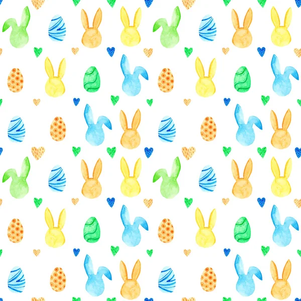 Watercolor bunny seamless pattern. Easter holidays. For design, card, print or background — Stock Photo, Image