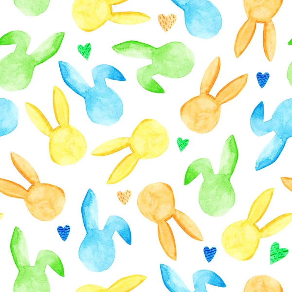 Watercolor bunny seamless pattern. Easter holidays. For design, card, print or background — Stock Photo, Image