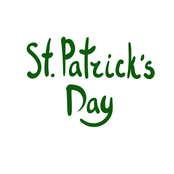 St.Patric 's Day green lettering vector illustration. Клевер украшение. Для дизайна, печати или фона — стоковый вектор