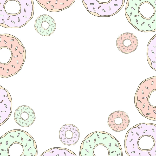 Sød illustration. Donuts vektorramme isoleret. Baggrund for sociale netværk – Stock-vektor