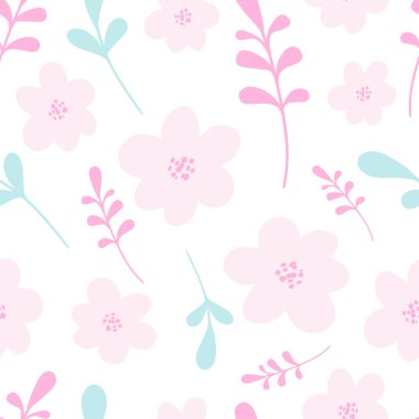 Sorunsuz Pembe çiçek desenli. Zarif vektör çizim. Yazdırma, kart için