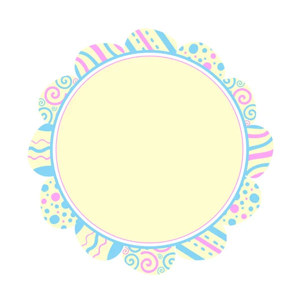 彩色鸡蛋的插图圆形框架。复活节假期。平面设计 — 图库矢量图片