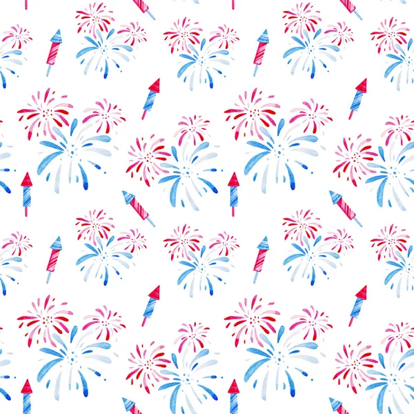 4 Temmuz. Suluboya fireworks festival desen için tatil, Bağımsızlık günü Amerika belirtti. Tasarımı için yazdırma, kart, afiş