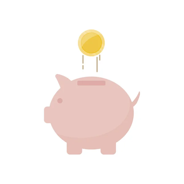 Значок банка-свиньи с монетой для концепции финансовых сбережений. Омоми — стоковый вектор