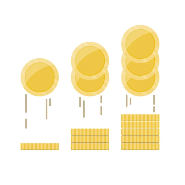 Стек золотых монет в плоском стиле. Концепция финансовых инвестиций, деп — стоковый вектор