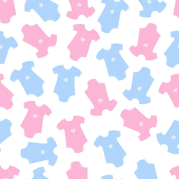 Seamless Pattern Child Clothes Pink Blue Color Baby Shower Background — Stock Vector