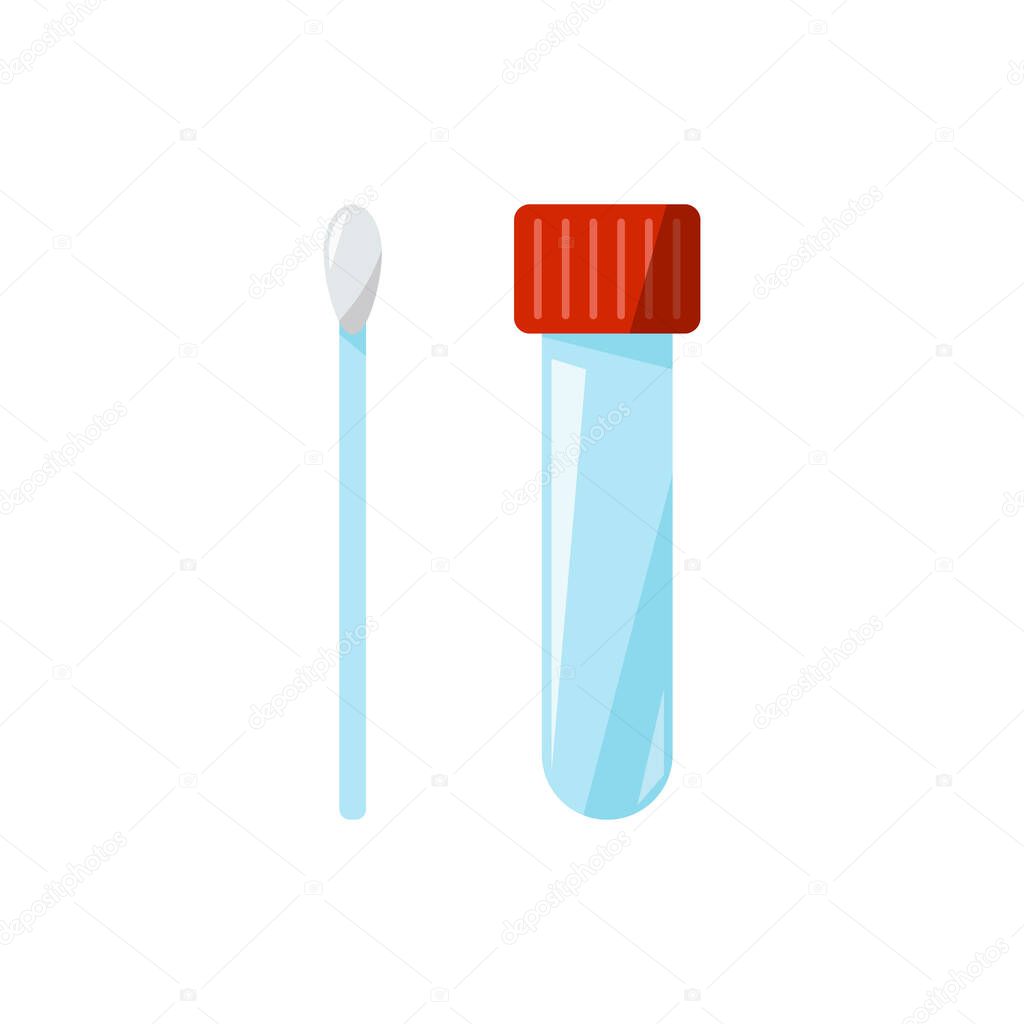 Illustration of coronavirus test pcr, laboratory medical analysis. Icon of tube.