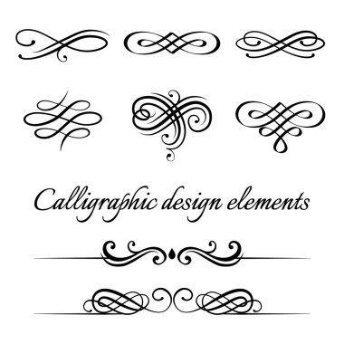 Vektör kümesi kaligrafi ve sayfa dekorasyon tasarım öğeleri.