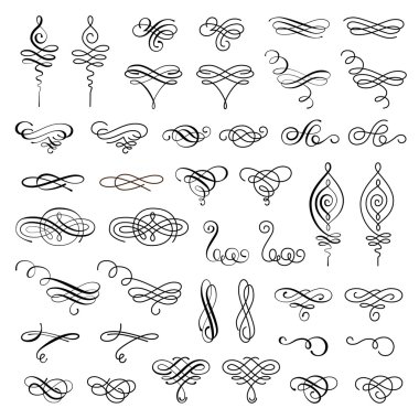 Vector set of calligraphic design elements and page decorations clipart