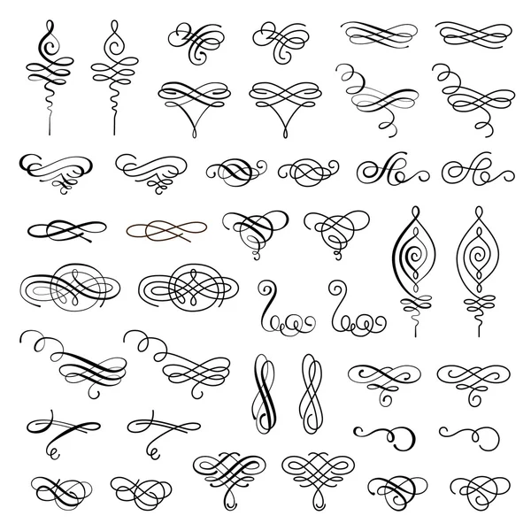 Vector set of calligraphic design elements and page decorations — Stock Vector