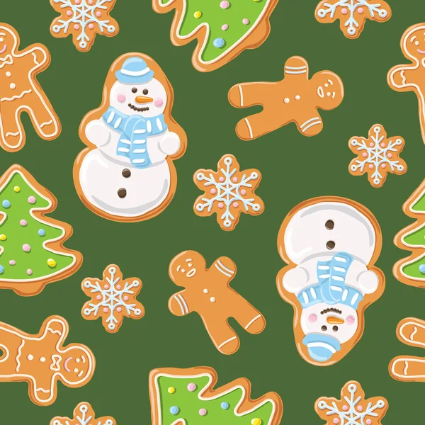 Ginger cookies seamless pattern. — Stock Vector