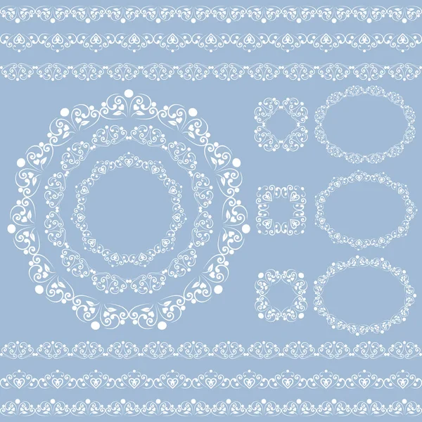 Set collections of vintage lacy borders and frames — Stock Vector