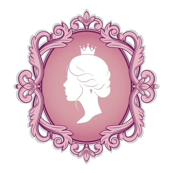 Profil Silhouette einer Prinzessin in Rahmen — Stockvektor