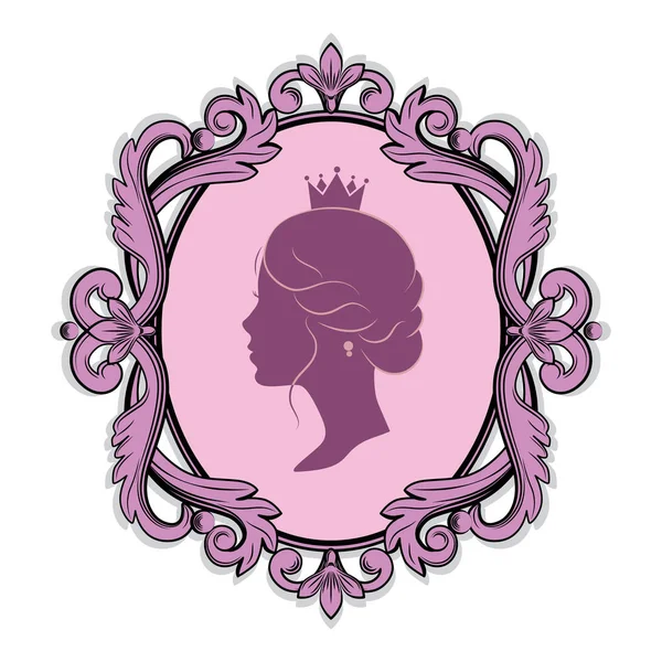 Profil Silhouette einer Prinzessin in Rahmen — Stockvektor